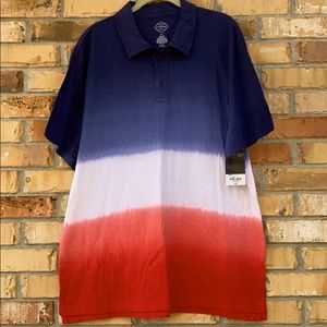 St John’s Bay, polo Shirt, Size XL, Red, White and Blue, Ombré Stripe,